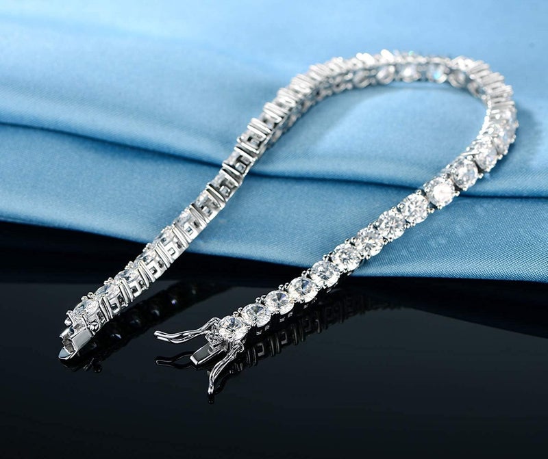 GEMSME GMESME 18K White Gold Plated 4.0 Round Cubic Zirconia Classic Tennis Bracelet 6/6.5/7/7.5/8/8.5/9 Inch - Image 5